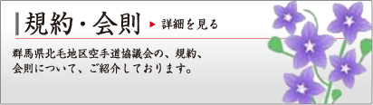 規約・会則
群馬県北毛地区空手道協議会の、規約、会則について、ご紹介しております。